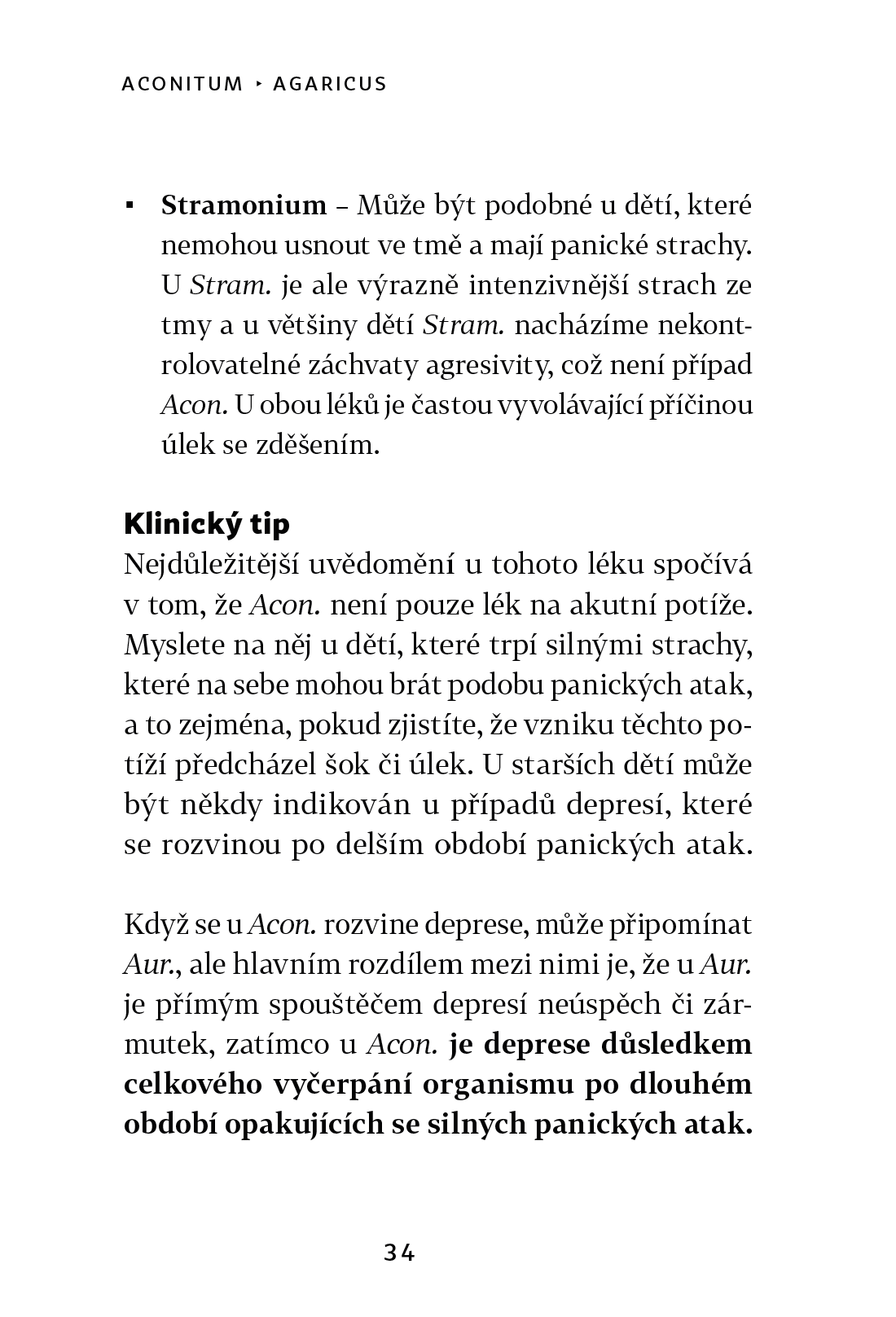 Ukázka klinického tipu u léku Aconitum